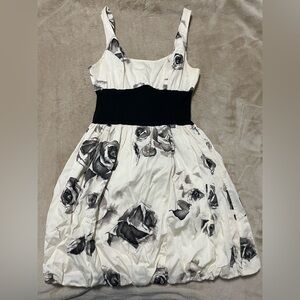 black and white floral dress bubble skirt